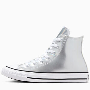 NWT Converse Boy's Chuck Taylor All Star Metallic Sneaker, Silver/White, 4 US